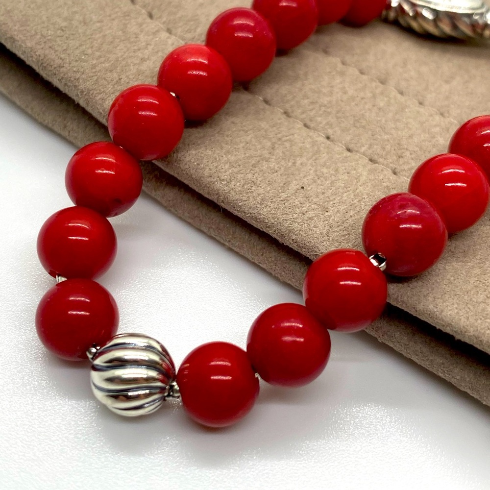 DAVID YURMAN Women's 8mm Coral Spiritual Beads Bracelet with Wave - Picture 4 of 6